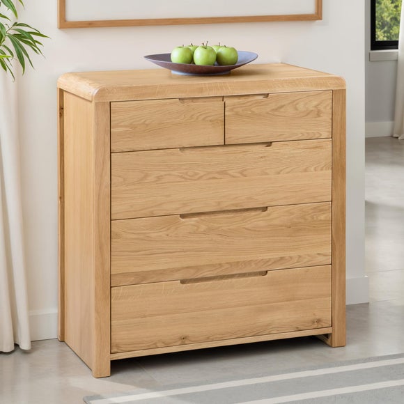 Return - Curve 5 Drawer Chest, Oak