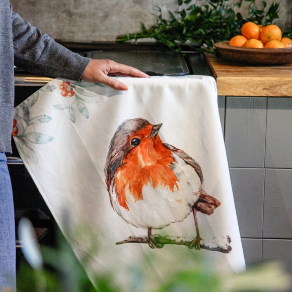 Meg Hawkins Robin Tea Towel