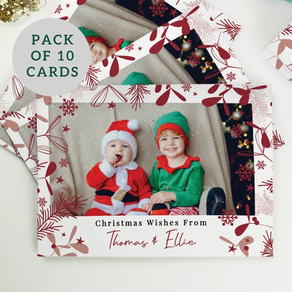 Personalised Pack of 10 Photo Upload Christmas Cards