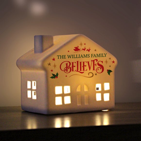 Personalised Santa Believes Ceramic LED House