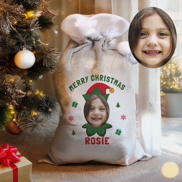 Personalised Photo Upload Elf Sack