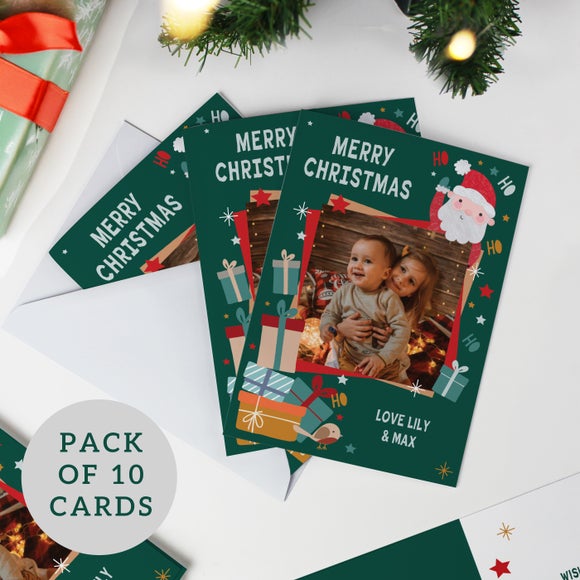 Personalised Pack of 10 Santa Photo Upload Cards
