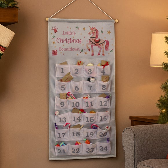 Personalised Pink Unicorn Advent Calendar