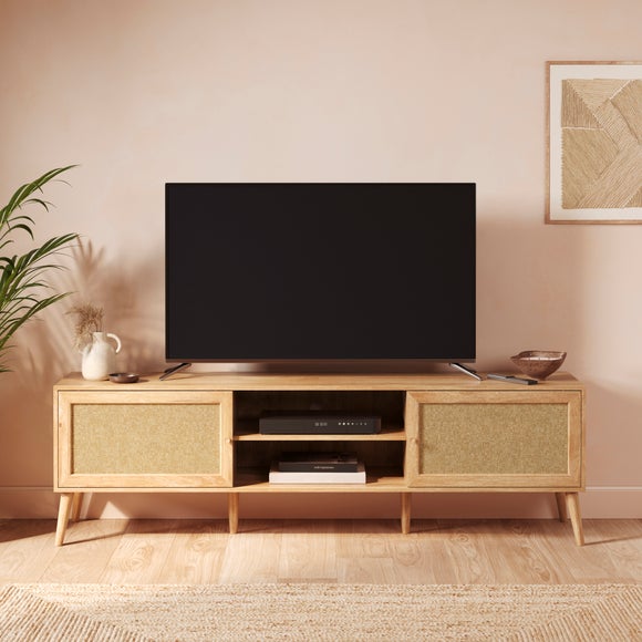 Jordyn Extra Wide TV Unit for TVs up to 80", Mango Wood Effect