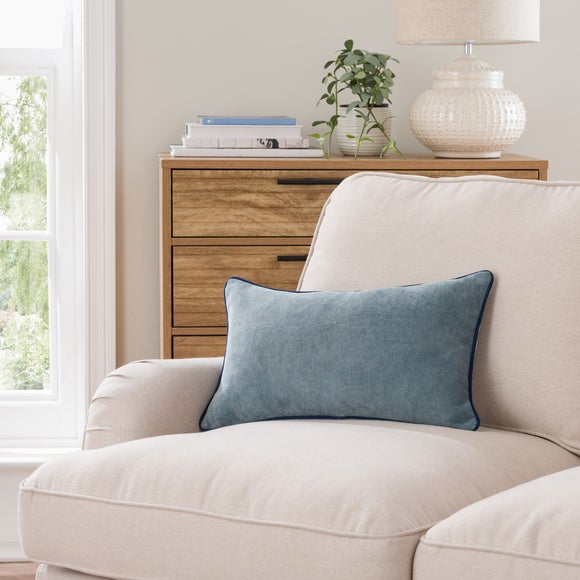 Velour Contrast Piped Rectangular Cushion