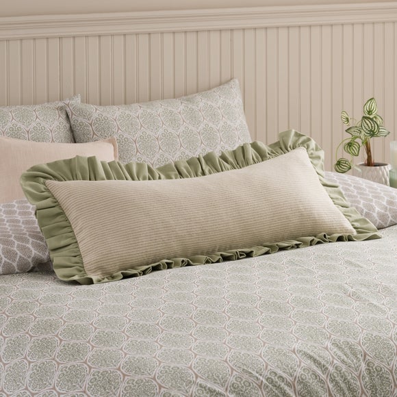 Isabelle Striped Ruffle Cotton Rectangle Cushion