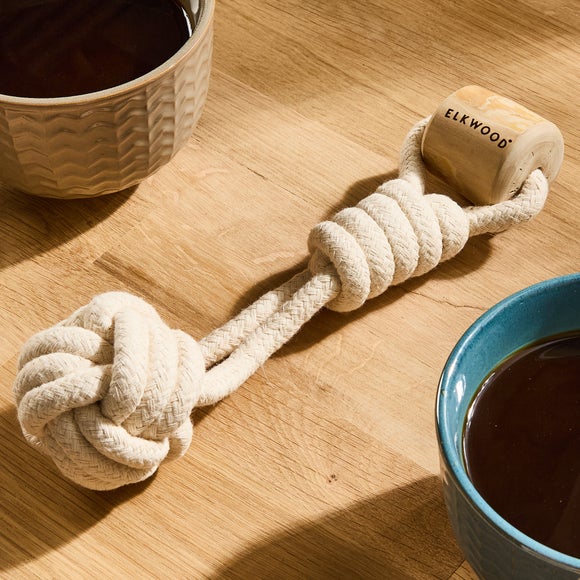 Coffee Wood Knot and Ball Dog Toy