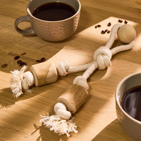 Coffee Wood Knot Dumbell Dog Toy
