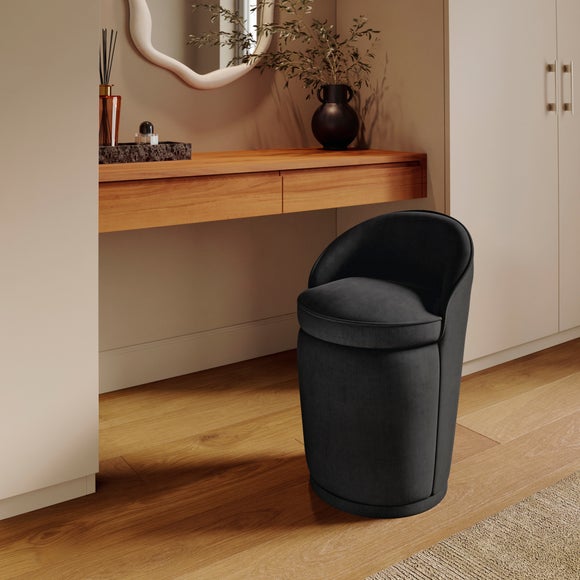 Estelle Velvet Swivel Storage Stool