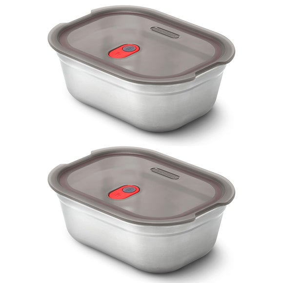 Click to view product details and reviews for Black And Blum Set Of 2 Large Steel Food Boxes.