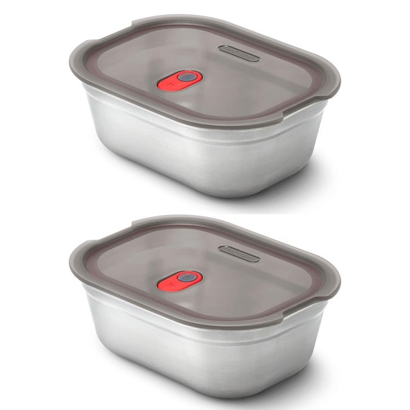 Click to view product details and reviews for Black And Blum Set Of 2 Small Steel Food Boxes.