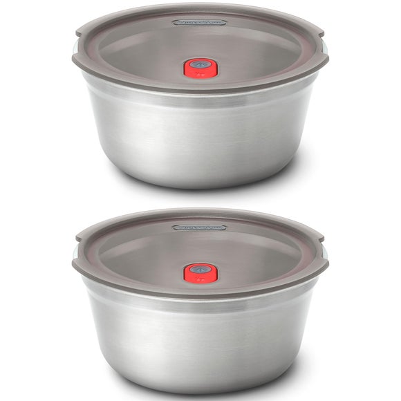 Click to view product details and reviews for Black And Blum Set Of 2 Large Steel Food Bowls.