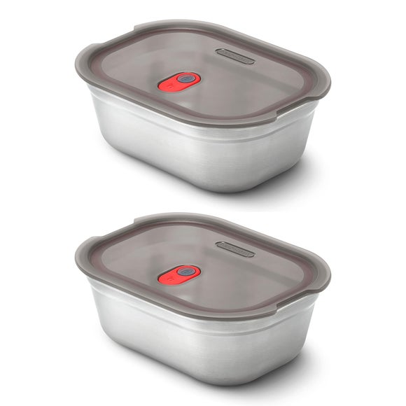 Click to view product details and reviews for Black And Blum Set Of 2 Medium Steel Food Boxes.