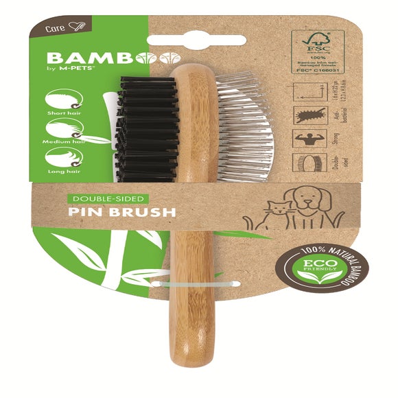 MPets Bamboo Double Sided Pin Pet Brush