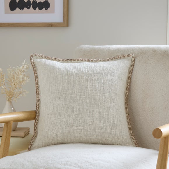 Blanket Stitch Textured Cotton Square Cushion Cover