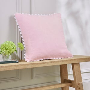Ric Rac Trim Cotton Square Cushion Cover