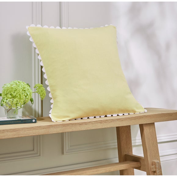 Ric Rac Trim Cotton Square Cushion Cover