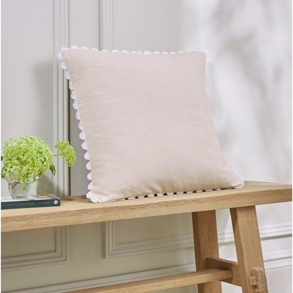 Ric Rac Trim Cotton Square Cushion Cover