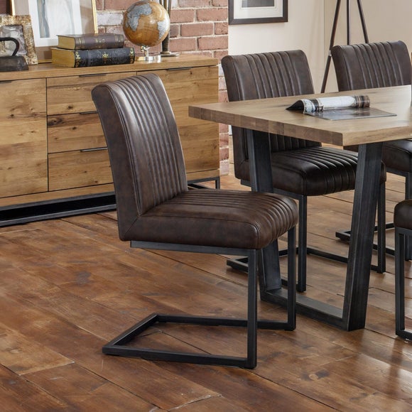 Return - Brooklyn Set of 2 Dining Chairs, Brown Faux Leather