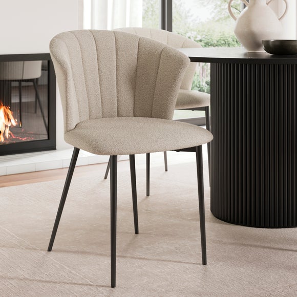 Kendall Dining Chair with Black Legs, Boucle