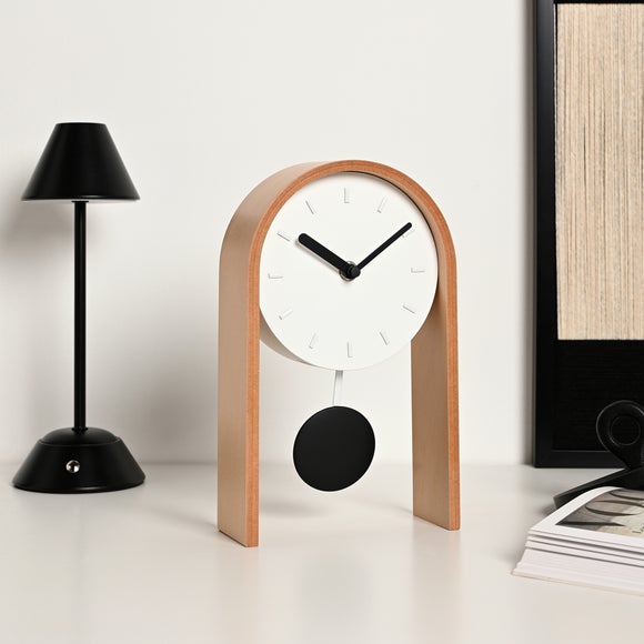 Interval Mid-Century Arched Pendulum Wooden Desk Clock