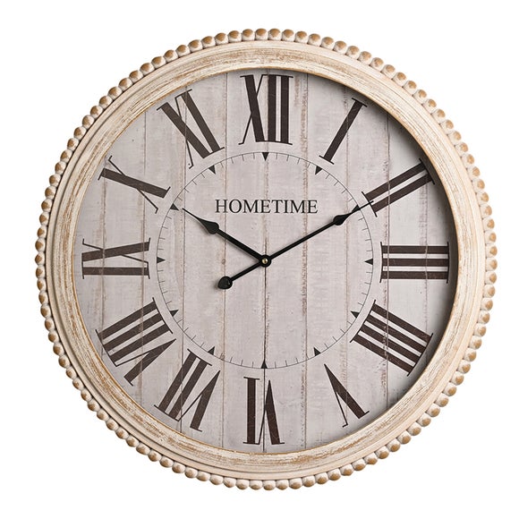 Click to view product details and reviews for Hometime Rustic Beaded Edge Round Wooden Wall Clock. Click to view product details and reviews for Hometime Rustic Beaded Edge Round Wooden Wall Clock.