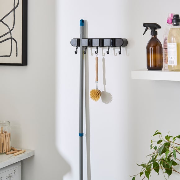 Multi-Brush Handle Wall Storage with Hooks