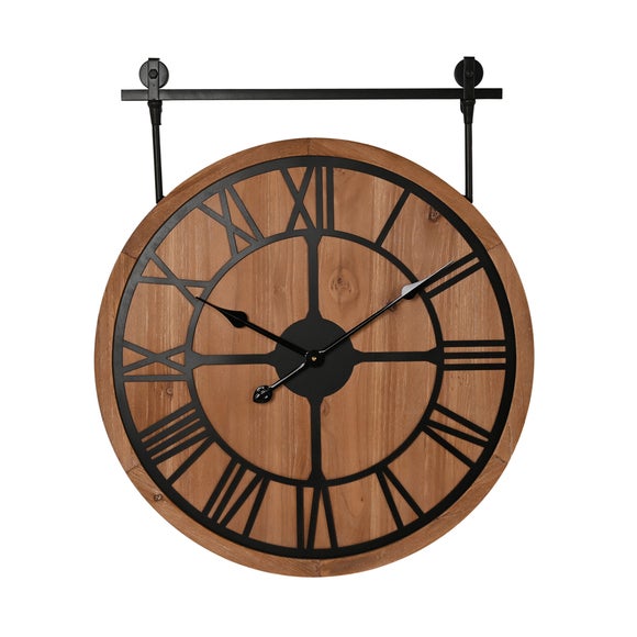 Click to view product details and reviews for Hometime Rustic Wooden Round Wall Clock With Metal Bracket. Click to view product details and reviews for Hometime Rustic Wooden Round Wall Clock With Metal Bracket.