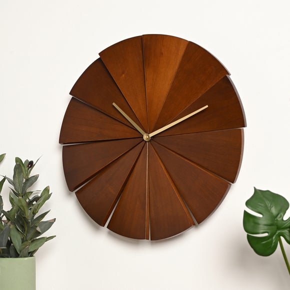 Interval Segmented Pine Round Wall Clock