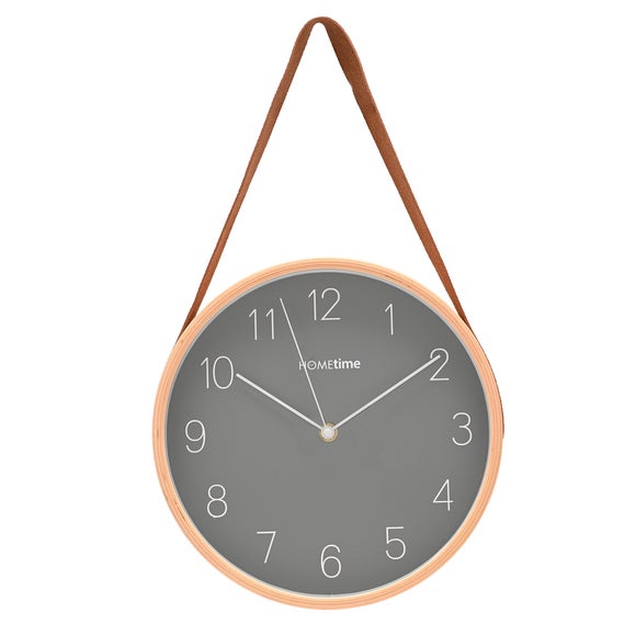 Click to view product details and reviews for Hometime Round Wooden Wall Clock With Hanging Belt. Click to view product details and reviews for Hometime Round Wooden Wall Clock With Hanging Belt.
