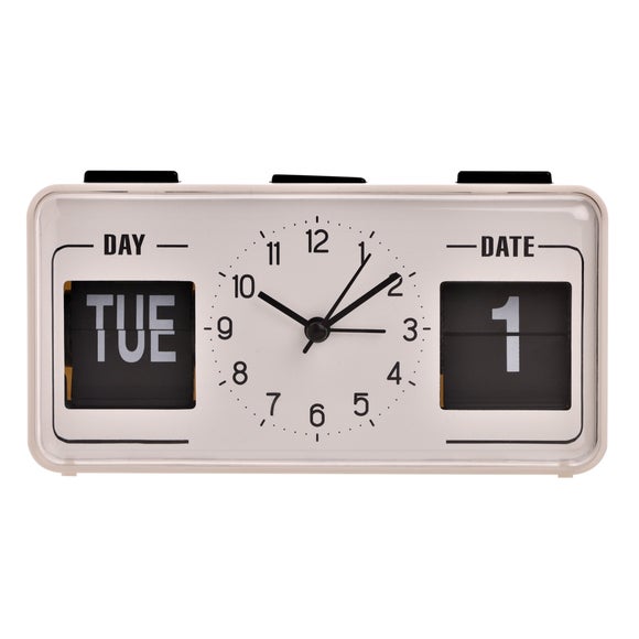 Hometime Retro Calendar Analogue Alarm Clock