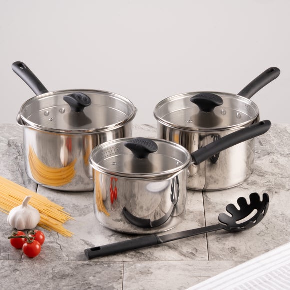 Stainless Steel 3 Piece Pan Set with Bakelite Handle