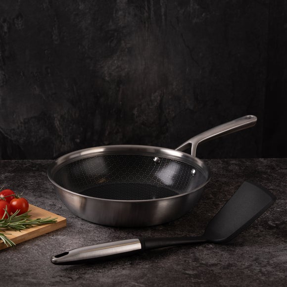 Textured Triply Stainless Steel Frying Pan