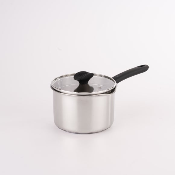 Stainless Steel Covered Saucepan, 16cm Silver