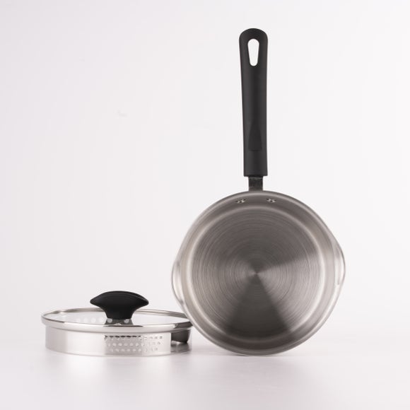 Stainless Steel Covered Saucepan, 16cm Silver
