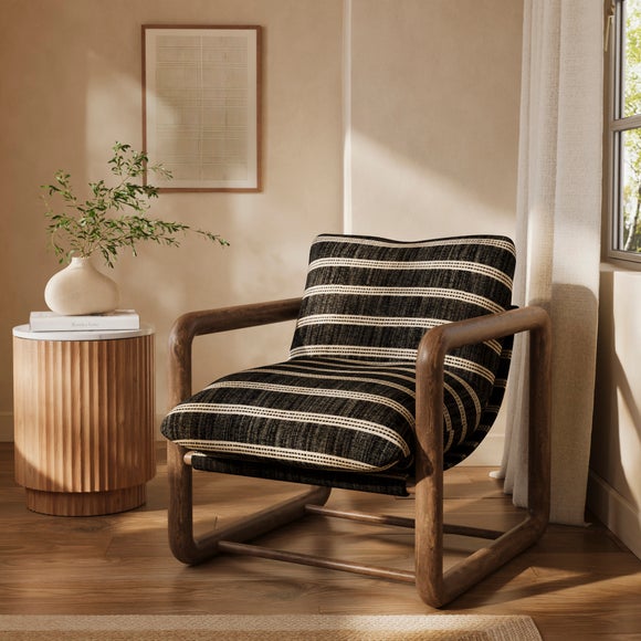 Malia Deep Stripe Chunky Wooden Occasional Armchair