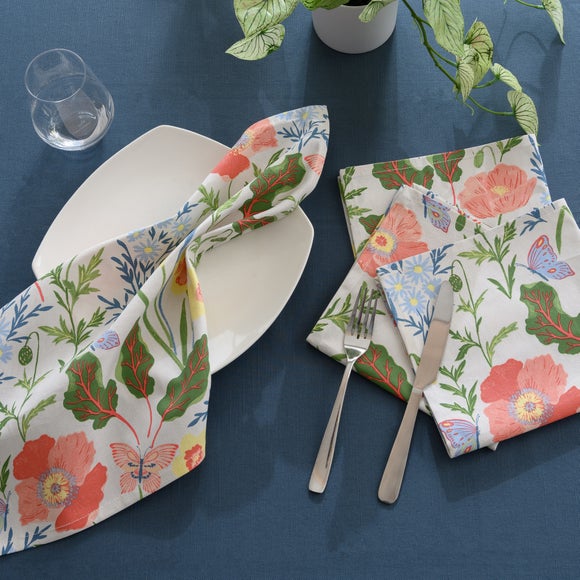 View Set Of 4 Spring Floral Cotton Napkins View Set Of 4 Spring Floral Cotton Napkins