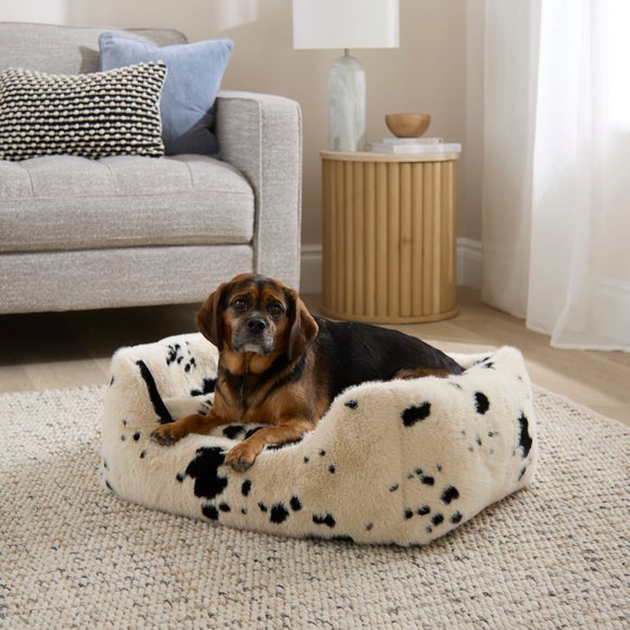 Cow Print Faux Fur Pet Bed