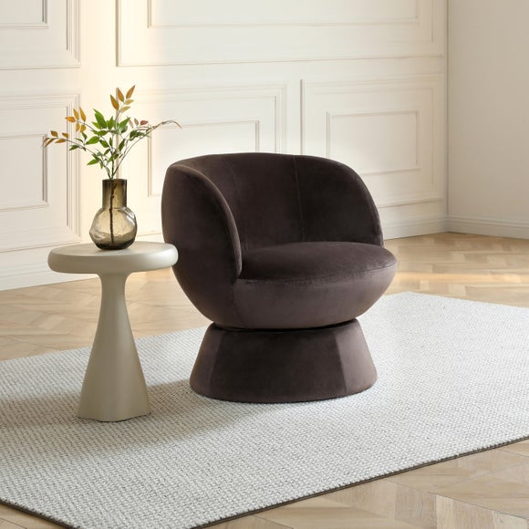 Tulip Velvet Curved Swivel Accent Chair