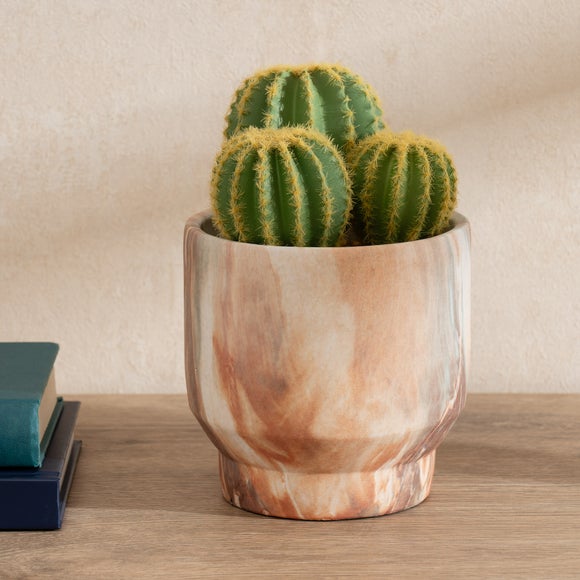 Click to view product details and reviews for Artificial Cactus In Marble Effect Pot.