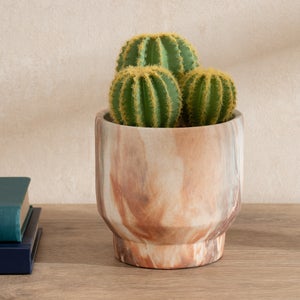 Artificial Cactus In Marble Effect Pot