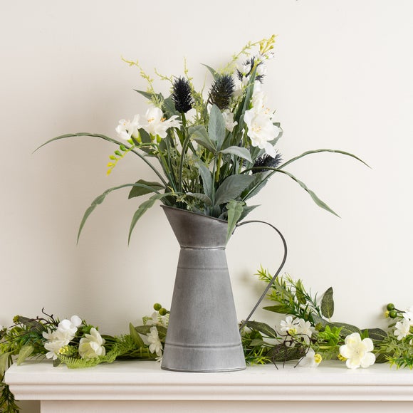 Artificial Mixed Floral Arrangement in Jug