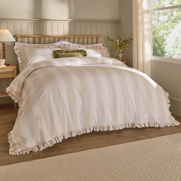 Wylder Nature Birdie Stripe Polycotton Duvet Cover & Pillowcase Set