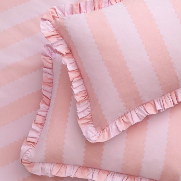Furn. Birdie Stripe Polycotton Oxford Pillowcase Pair
