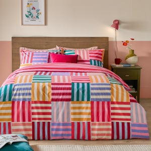 Furn. Ana Stripe Polycotton Duvet Cover & Pillowcase Set