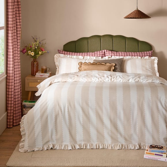 Furn. Birdie Stripe Polycotton Duvet Cover & Pillowcase Set