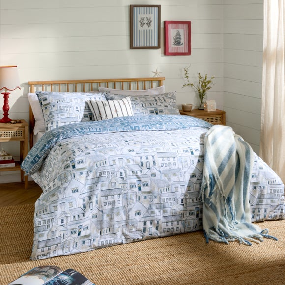 Wylder Nature Abersoch Town 100 Cotton Duvet Cover & Pillowcase Set