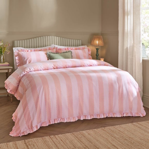 Wylder Nature Birdie Stripe Polycotton Duvet Cover & Pillowcase Set