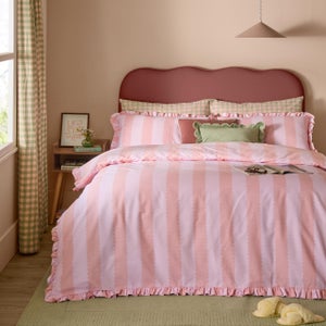 Furn. Birdie Stripe Polycotton Duvet Cover & Pillowcase Set