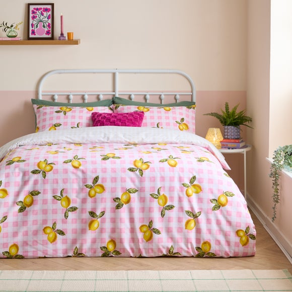 Click to view product details and reviews for Heya Home Gingham Lemons Polycotton Duvet Cover Pillowcase Set.